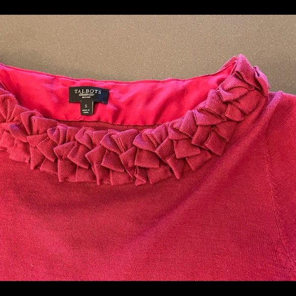 Talbots Pullover Sweater with Ruffled Neckline. - Picture 6 of 11